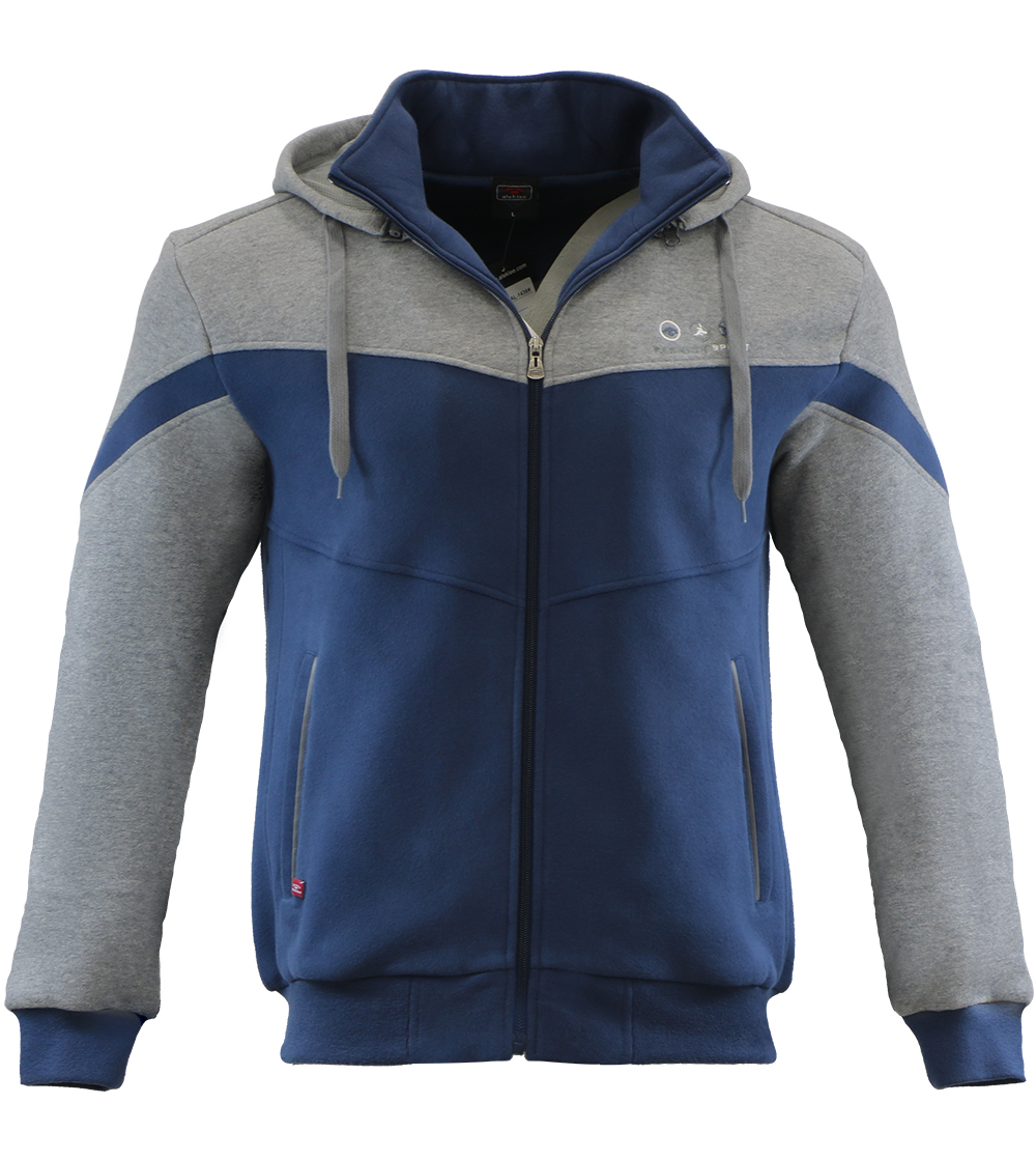 Aleklee two color contrast panel zipper hoodie AL-1436