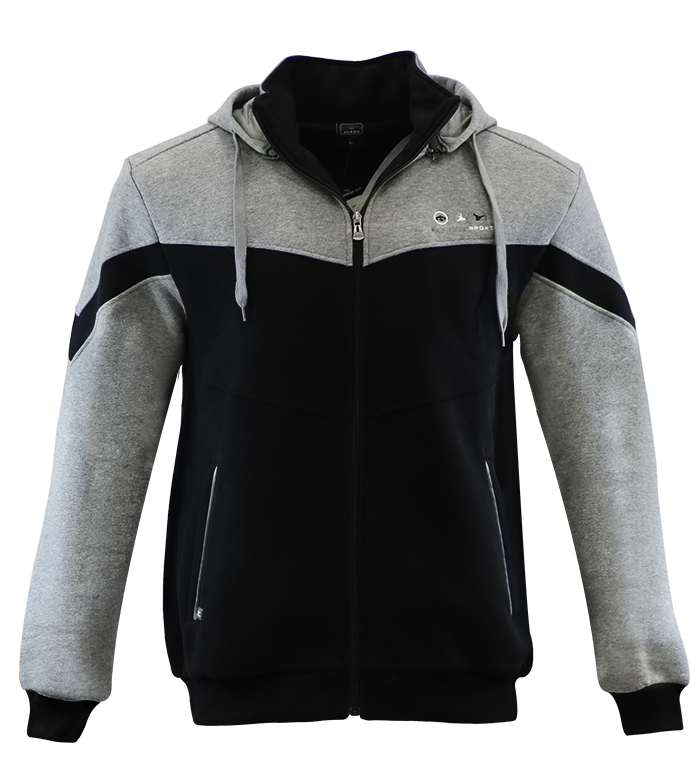 Aleklee two color contrast panel zipper hoodie AL-1436