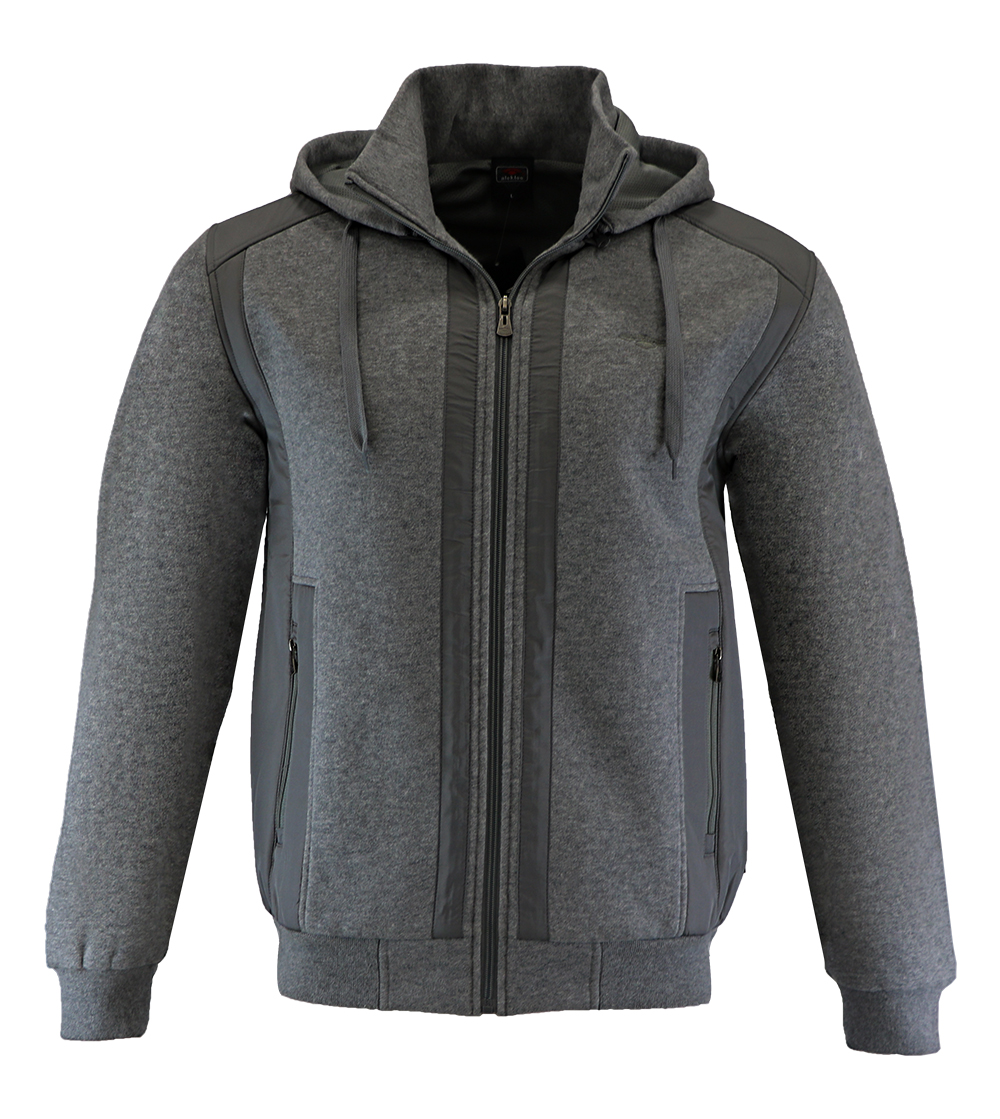 Aleklee patchworked grey jacket hoodie AL-1527