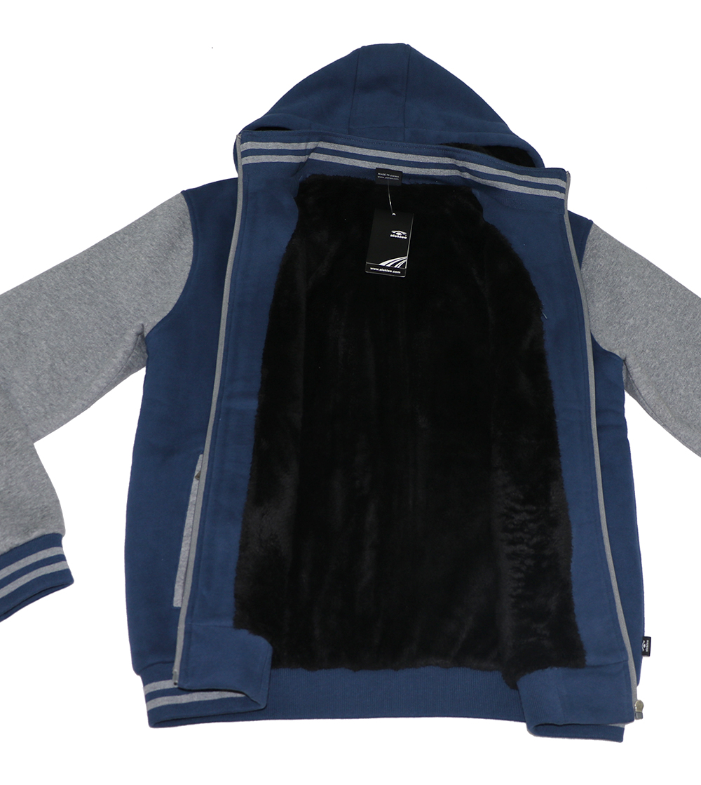 Aleklee colorblock sleeve thick zip hoodie AL-1535