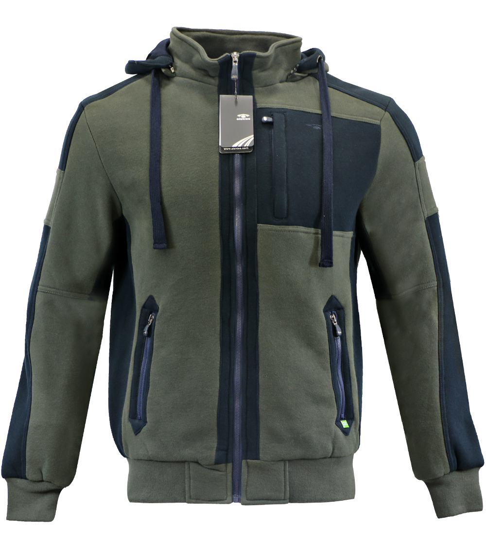 Aleklee men color block long zipper hoodies sweatshirts AK-4096