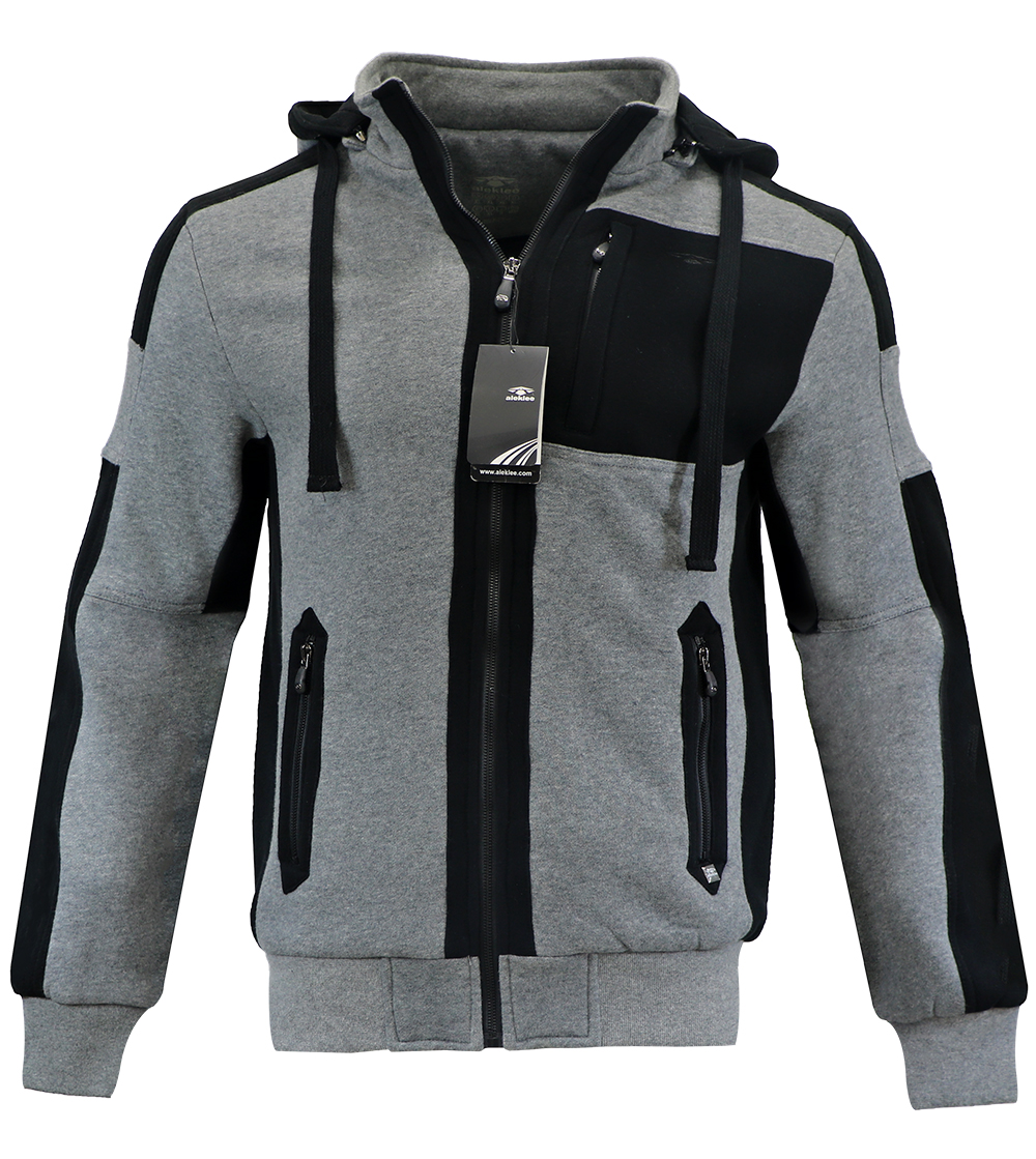 Aleklee men color block long zipper hoodies sweatshirts AK-4096