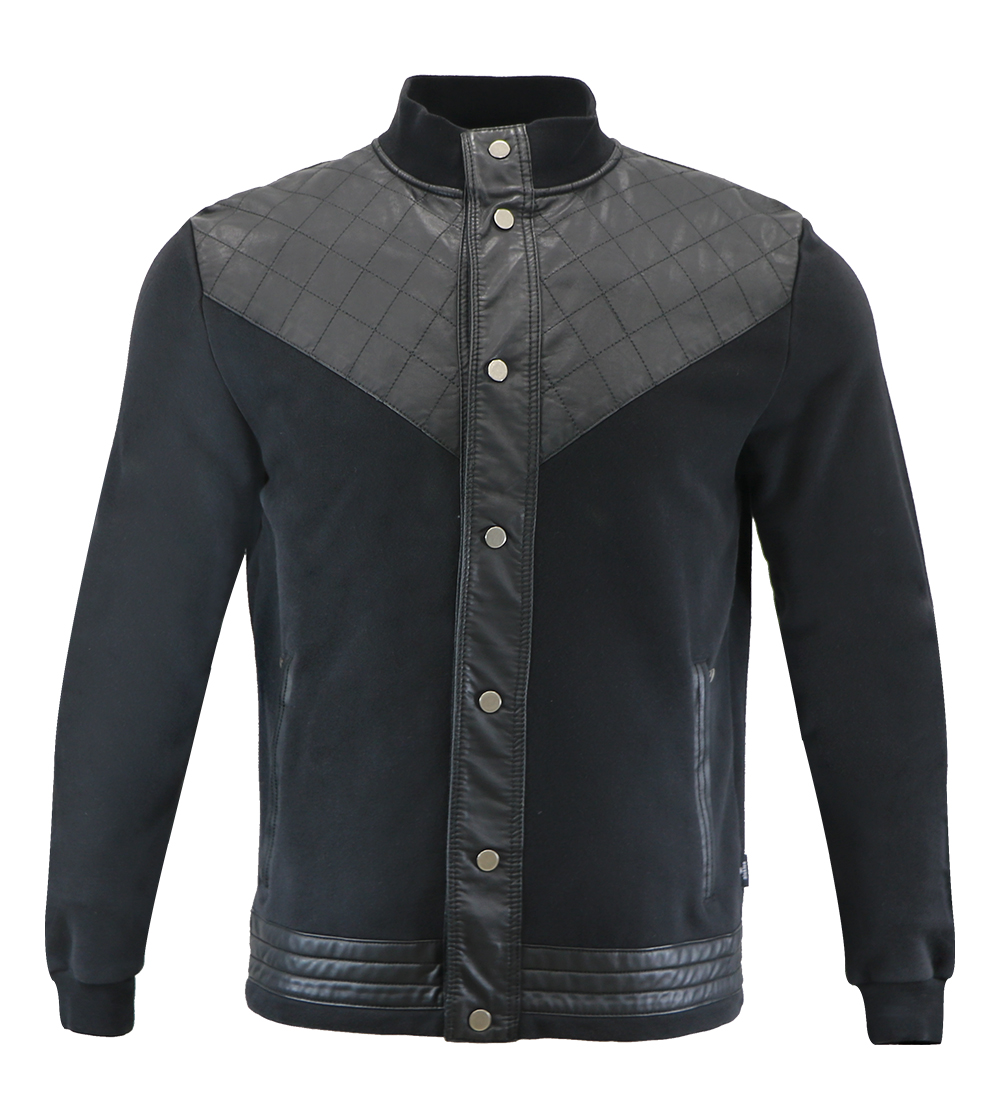 Aleklee leather patchwork hoodie AL-7007