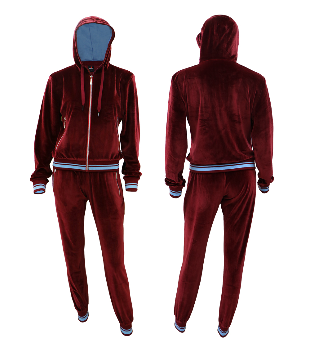 Aleklee velvet velour hooded tracksuit AL-071220#