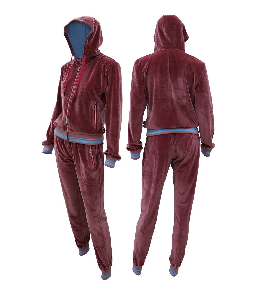 Aleklee velvet velour hooded tracksuit AL-071220#