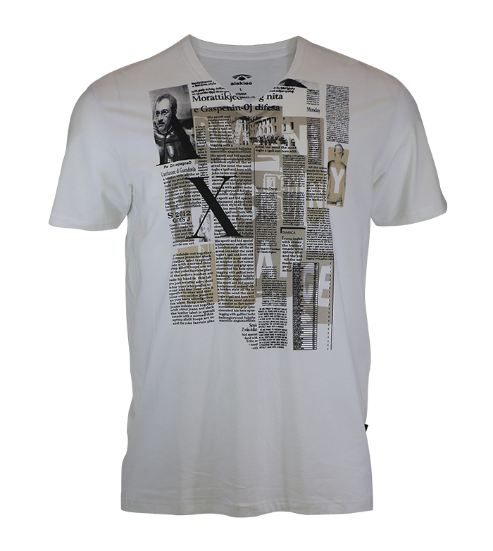 Aleklee v-neck photo print t-shirt AL-6024#