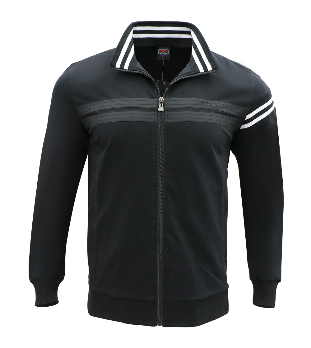 Aleklee Full zip stripe sleeve hoodie sweatshirt AL-7818#