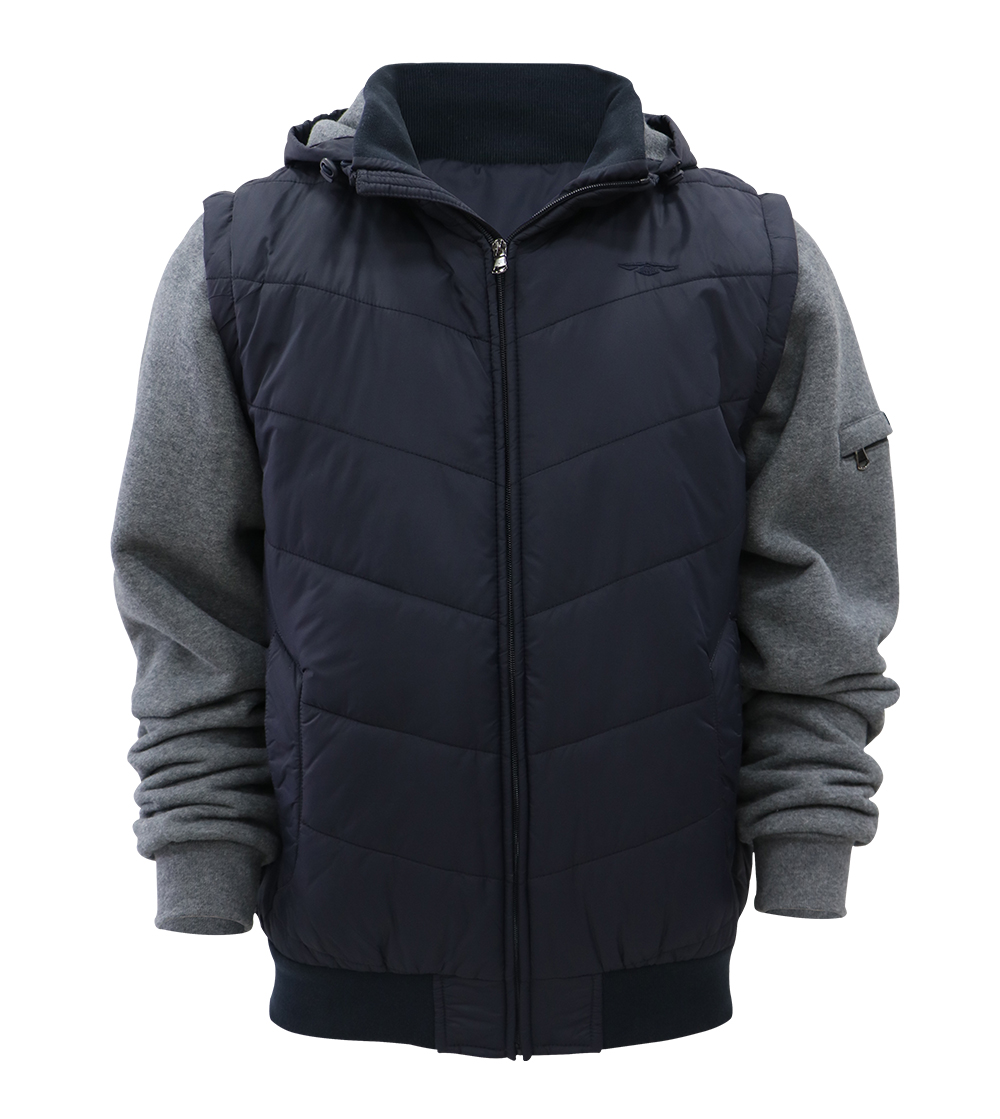 Aleklee quilted cotton-padded hybrid jacket AK-4110#